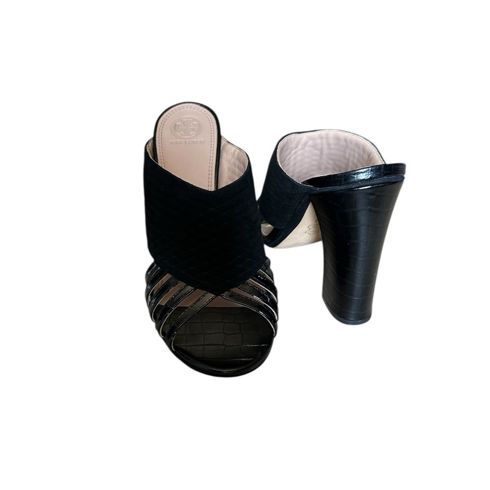 Tory Burch Black Strappy Quilted Mules - Picture 6 of 6